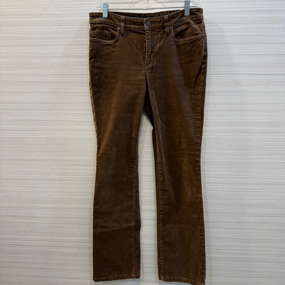 Lands' End Mid Rise Demi Bootcut Taupe Corduroy Trousers size 8